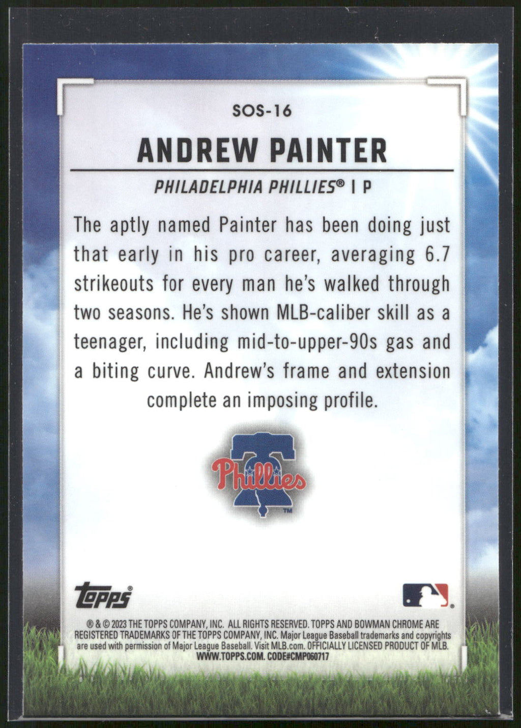2023 Bowman #SOS-16 Andrew Painter Sights on September
