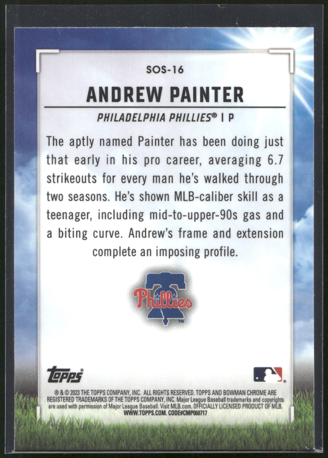 2023 Bowman #SOS-16 Andrew Painter Sights on September