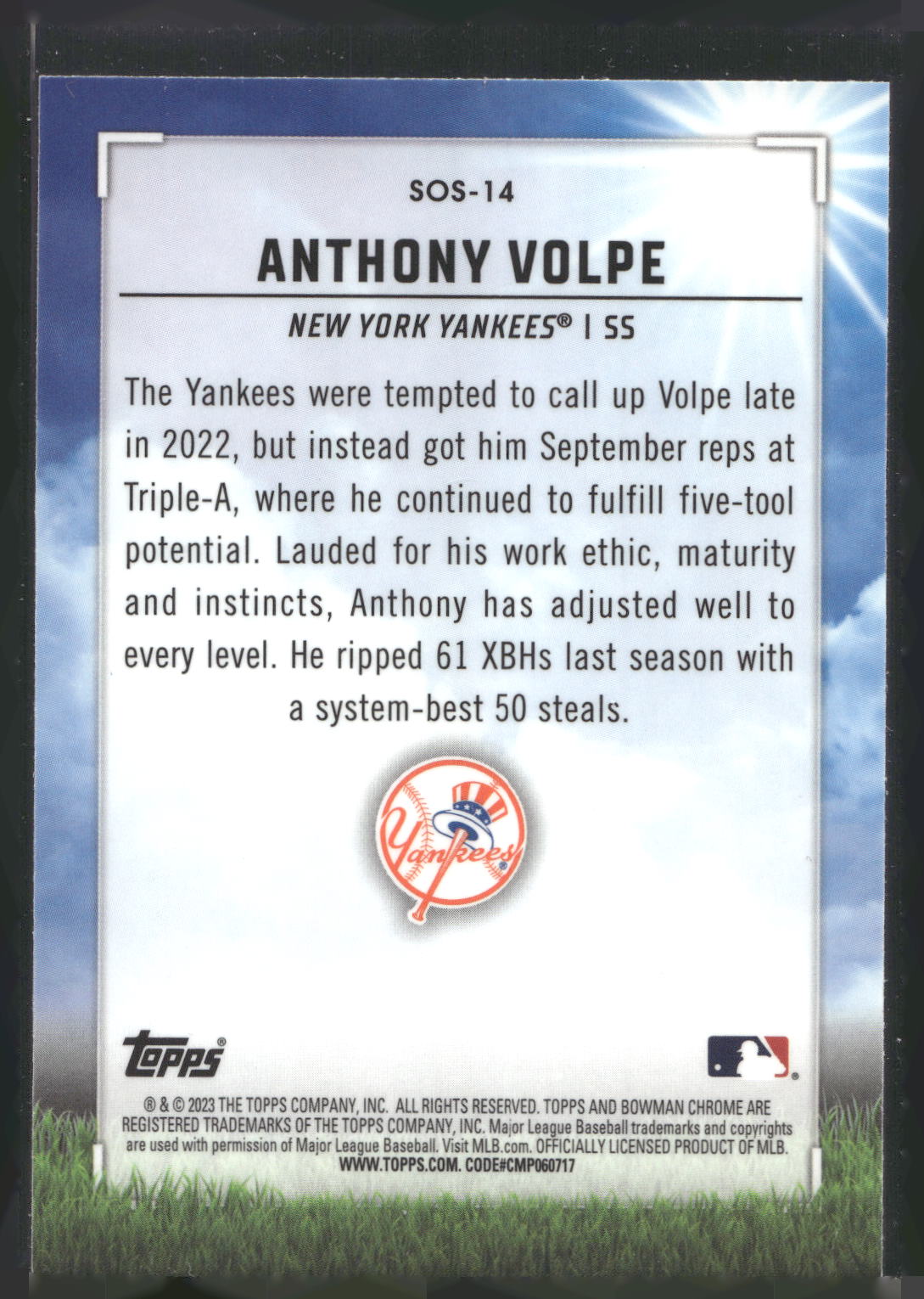 2023 Bowman #SOS-14 Anthony Volpe Sights on September
