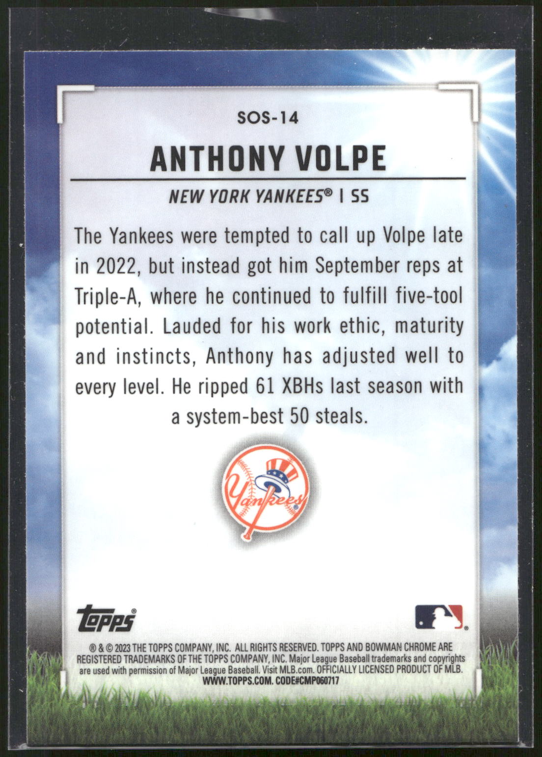 2023 Bowman #SOS-14 Anthony Volpe Sights on September