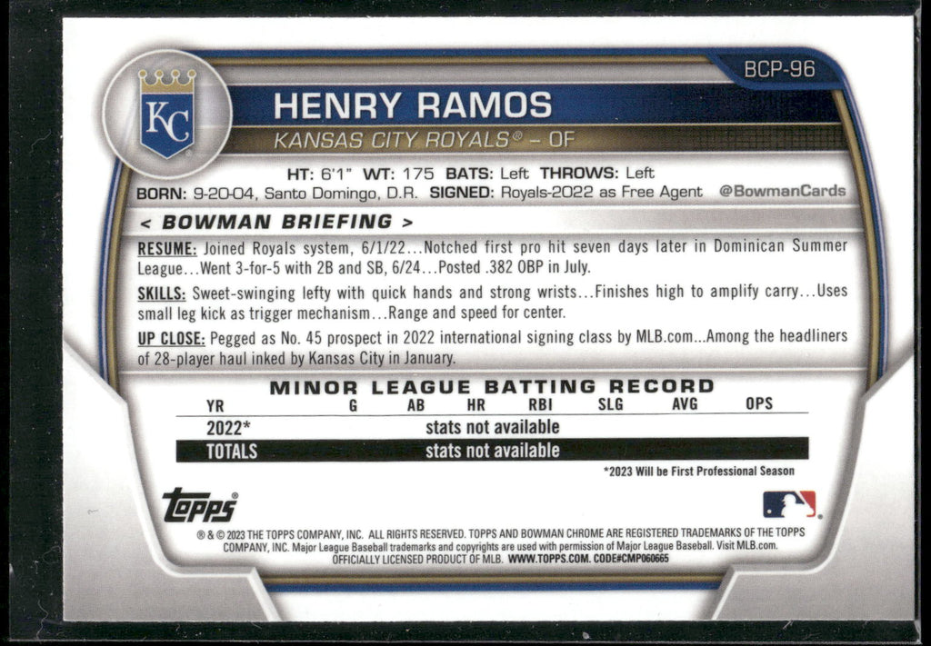 2023 Bowman #BCP-96 Henry Ramos Chrome Prospects