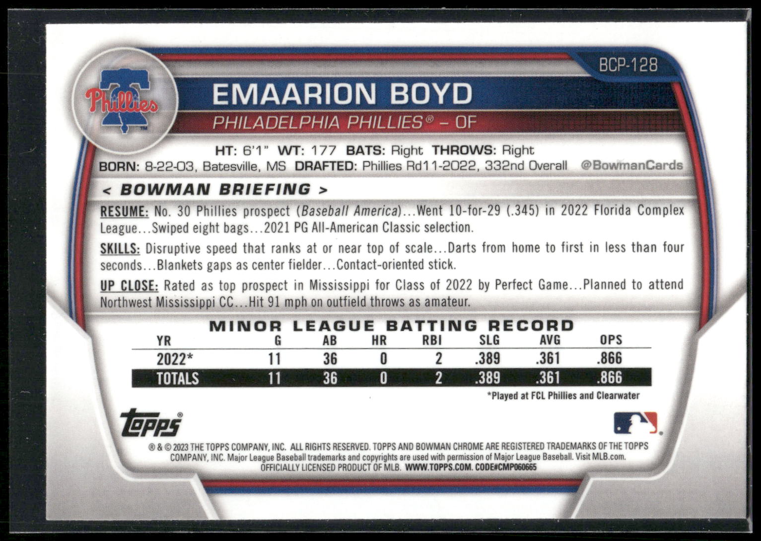 2023 Bowman #BCP-128 Emaarion Boyd Chrome Prospects