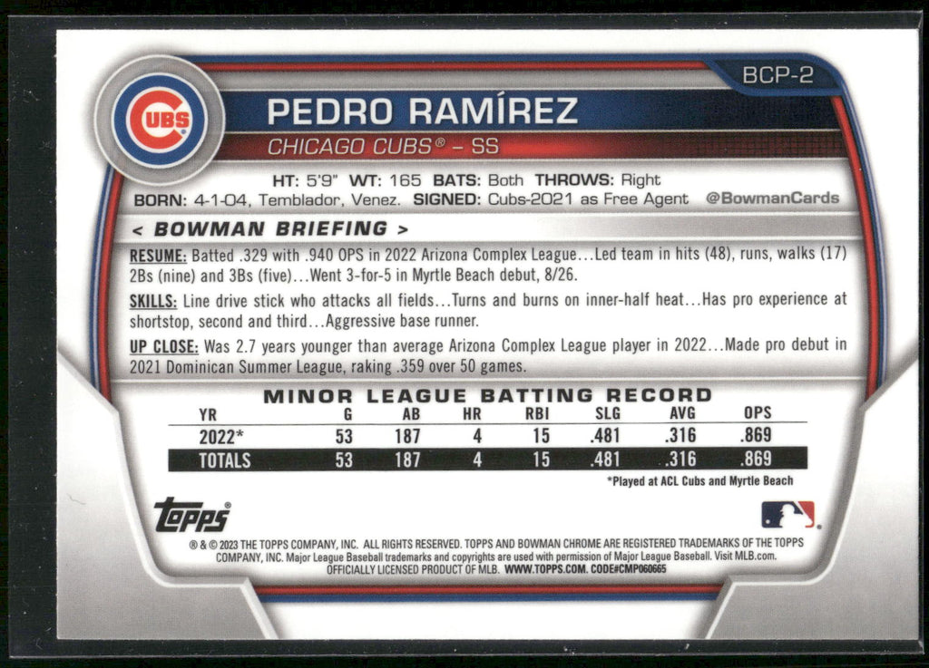 2023 Bowman #BCP-2 Pedro Ramirez Chrome Prospects