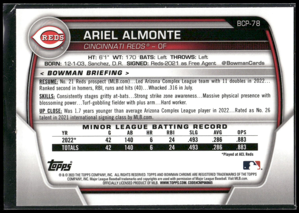2023 Bowman #BCP-78 Ariel Almonte Chrome Prospects