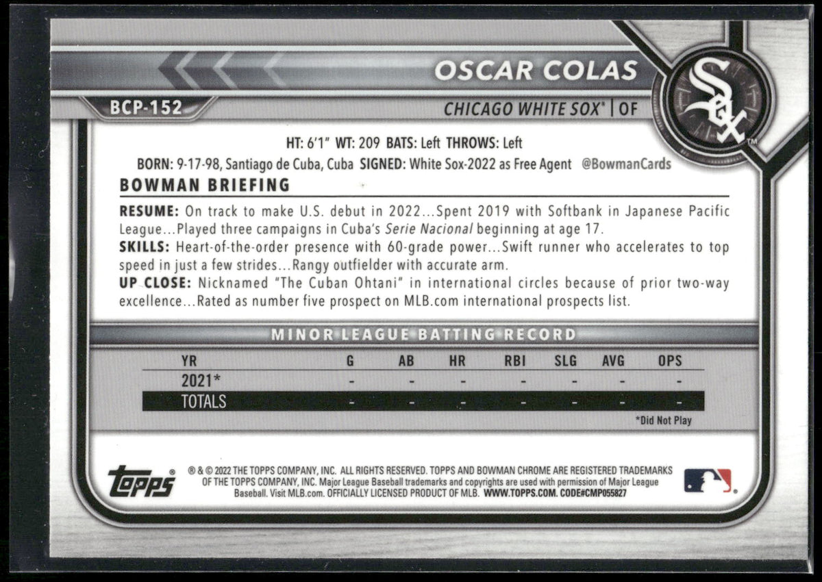 2022 Bowman Chrome #BCP-152 Oscar Colas Prospects