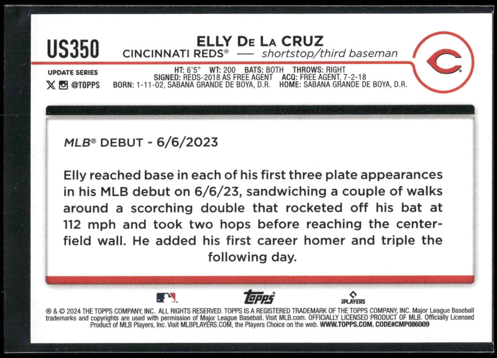 2024 Topps Update #US350 Elly De La Cruz
