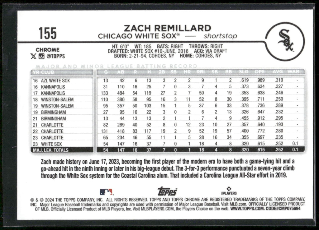 2024 Topps Chrome #155 Zach Remillard