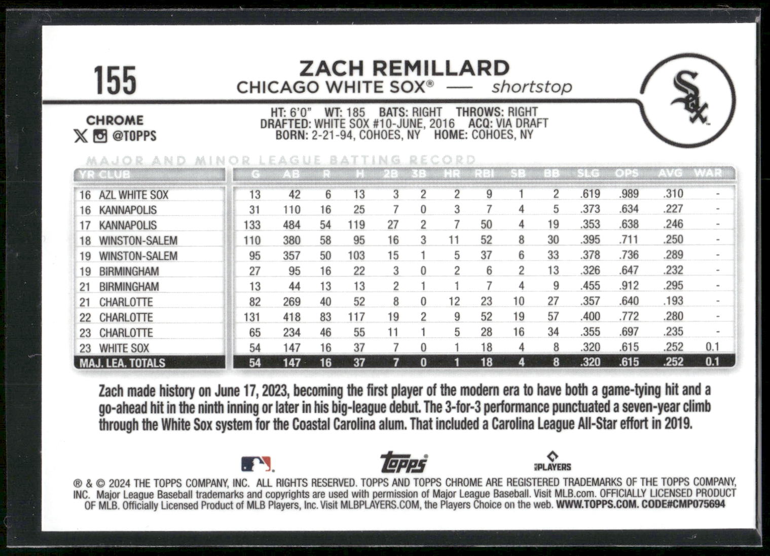 2024 Topps Chrome #155 Zach Remillard