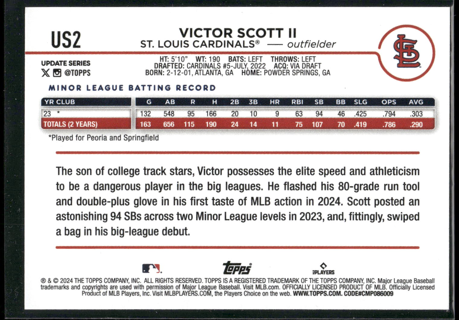 2024 Topps Update #US2 Victor Scott II