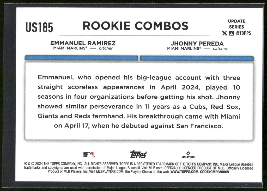 2024 Topps Update #US185 Jhonny Pereda / Emmanuel Ramirez RCOM,