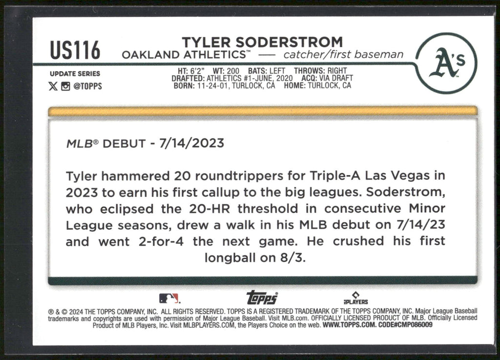 2024 Topps Update #US116 Tyler Soderstrom
