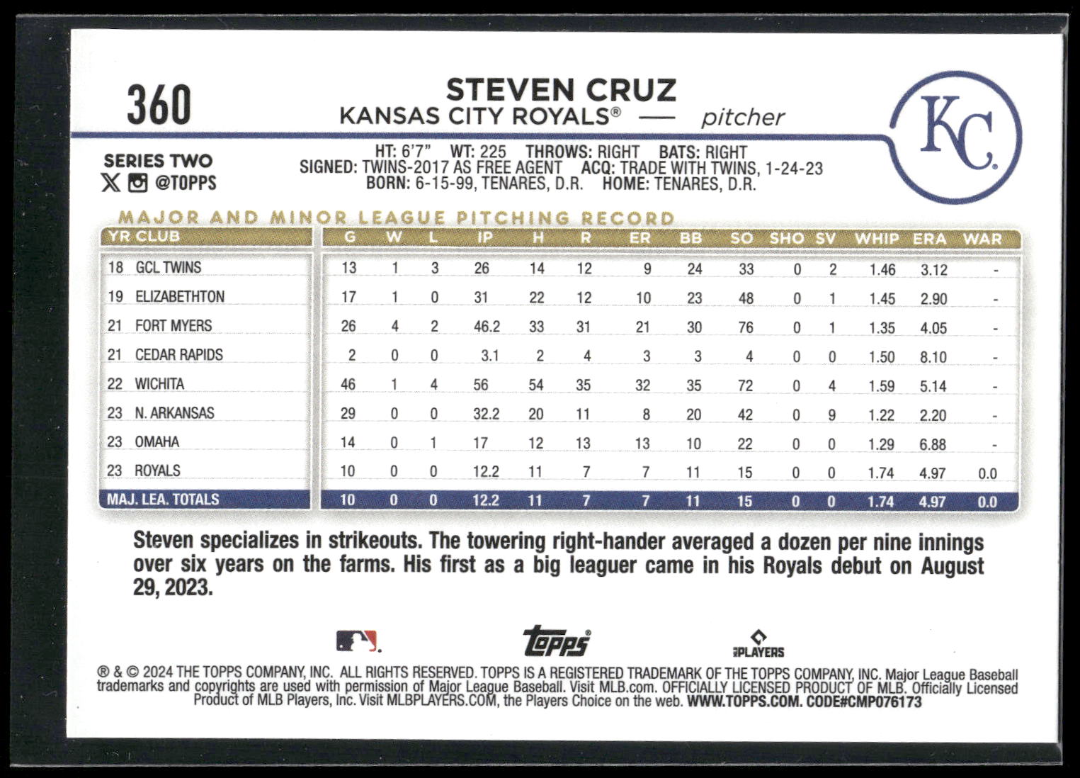 2024 Topps #360 Steven Cruz