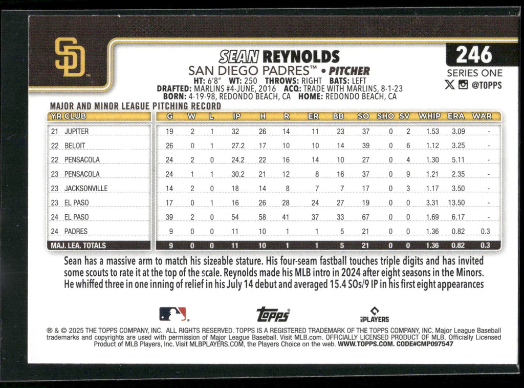 2025 Topps #246 Sean Reynolds