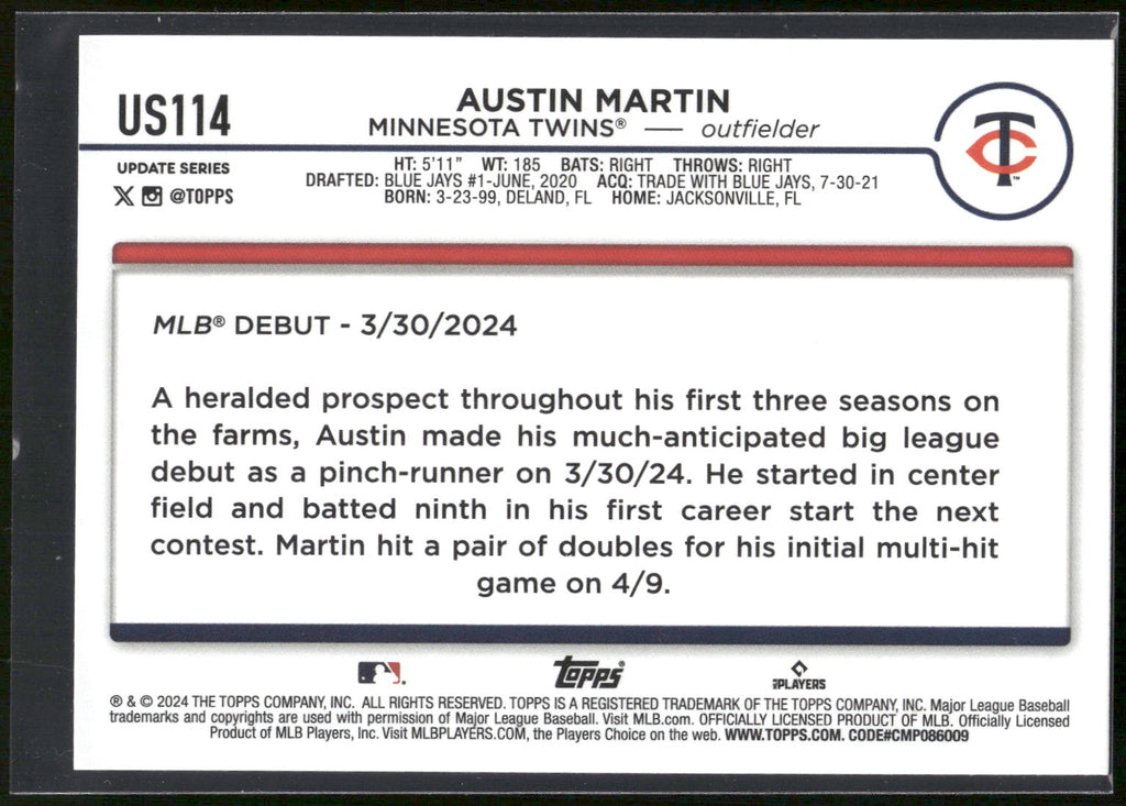 2024 Topps Update #US114 Austin Martin