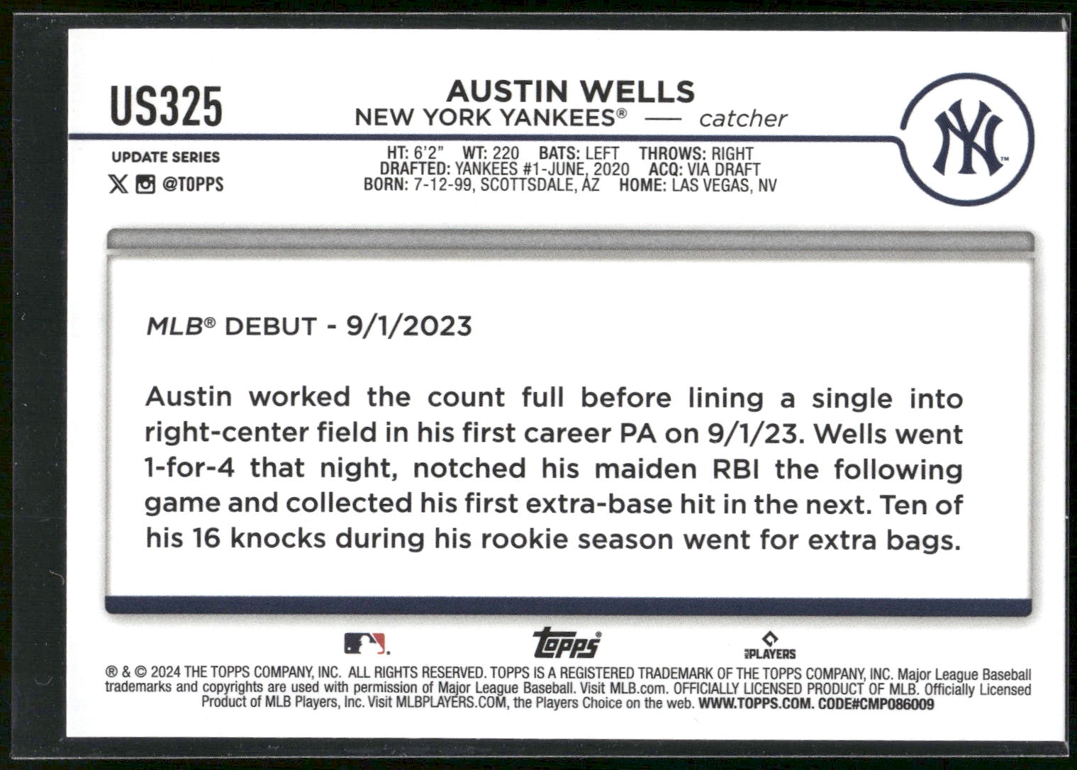 2024 Topps Update #US325 Austin Wells