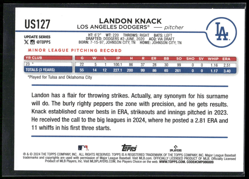2024 Topps Update #US127 Landon Knack