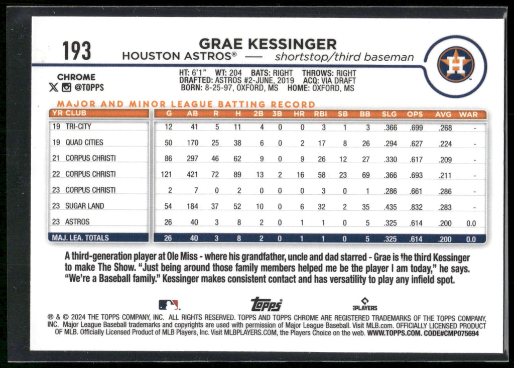 2024 Topps Chrome #193 Grae Kessinger