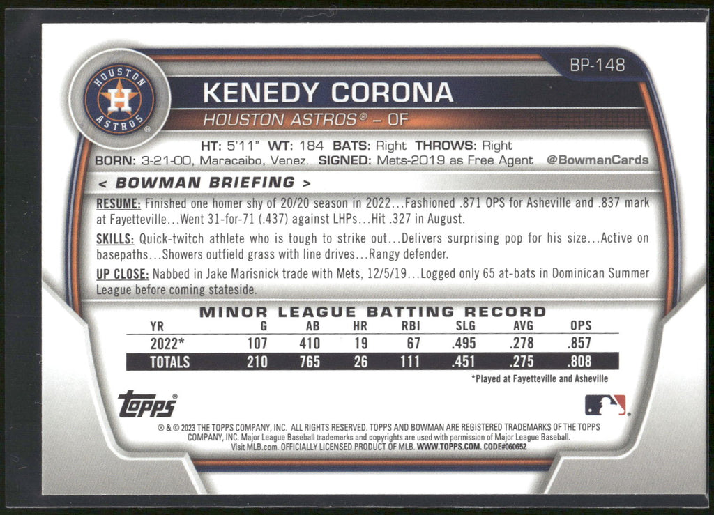 2023 Bowman #BP-148 Kenedy Corona Prospects