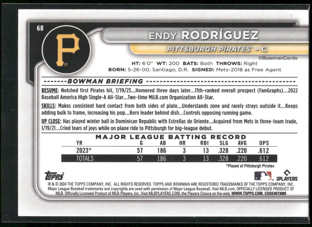 2024 Bowman #68 Endy Rodríguez
