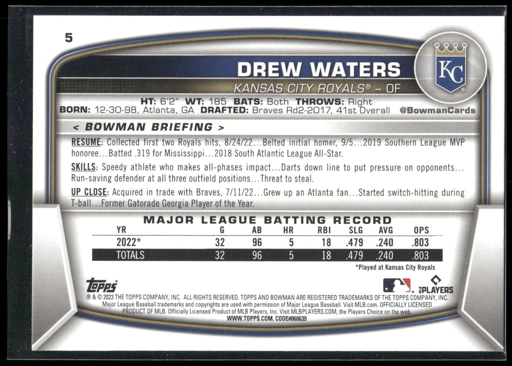 2023 Bowman #5 Drew Waters