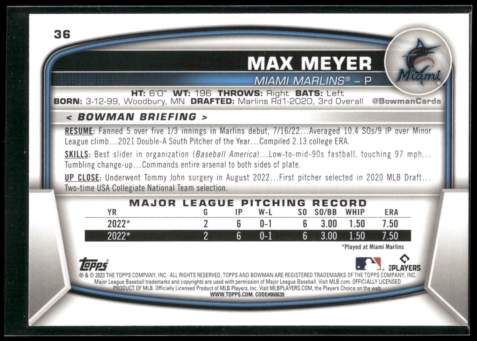 2023 Bowman #36 Max Meyer