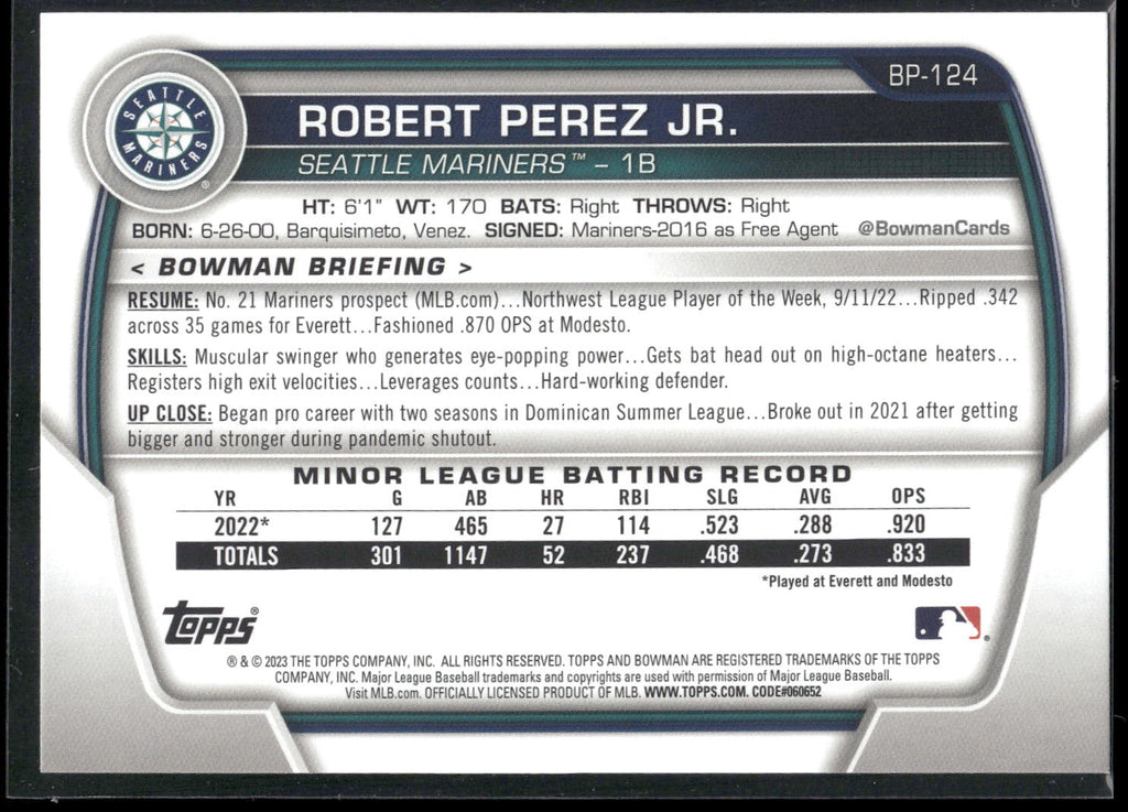 2023 Bowman #BP-124 Robert Perez Jr. Prospects