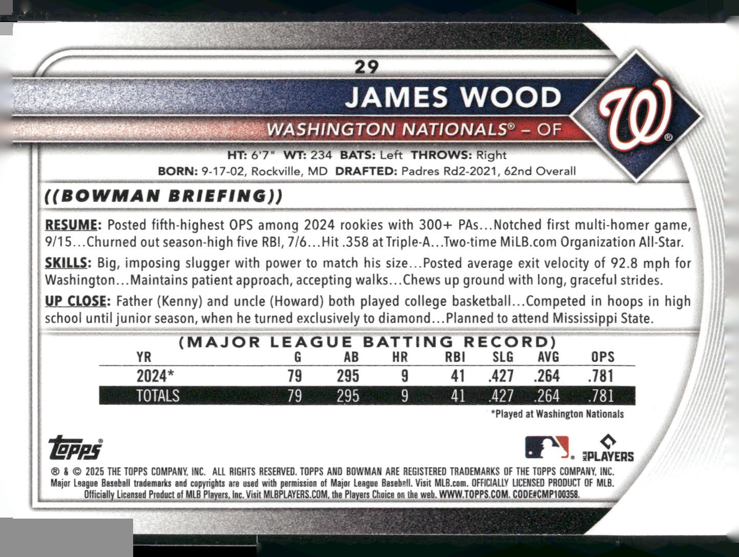 2025 Bowman #29 James Wood