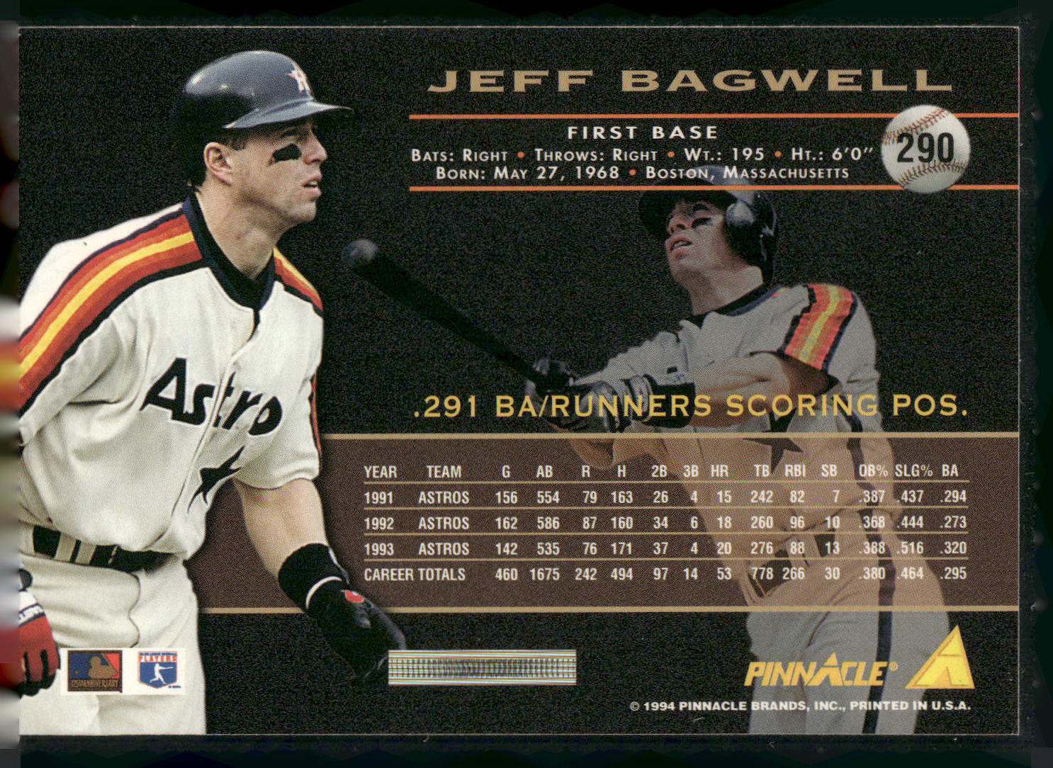 1994 Pinnacle #290 Jeff Bagwell