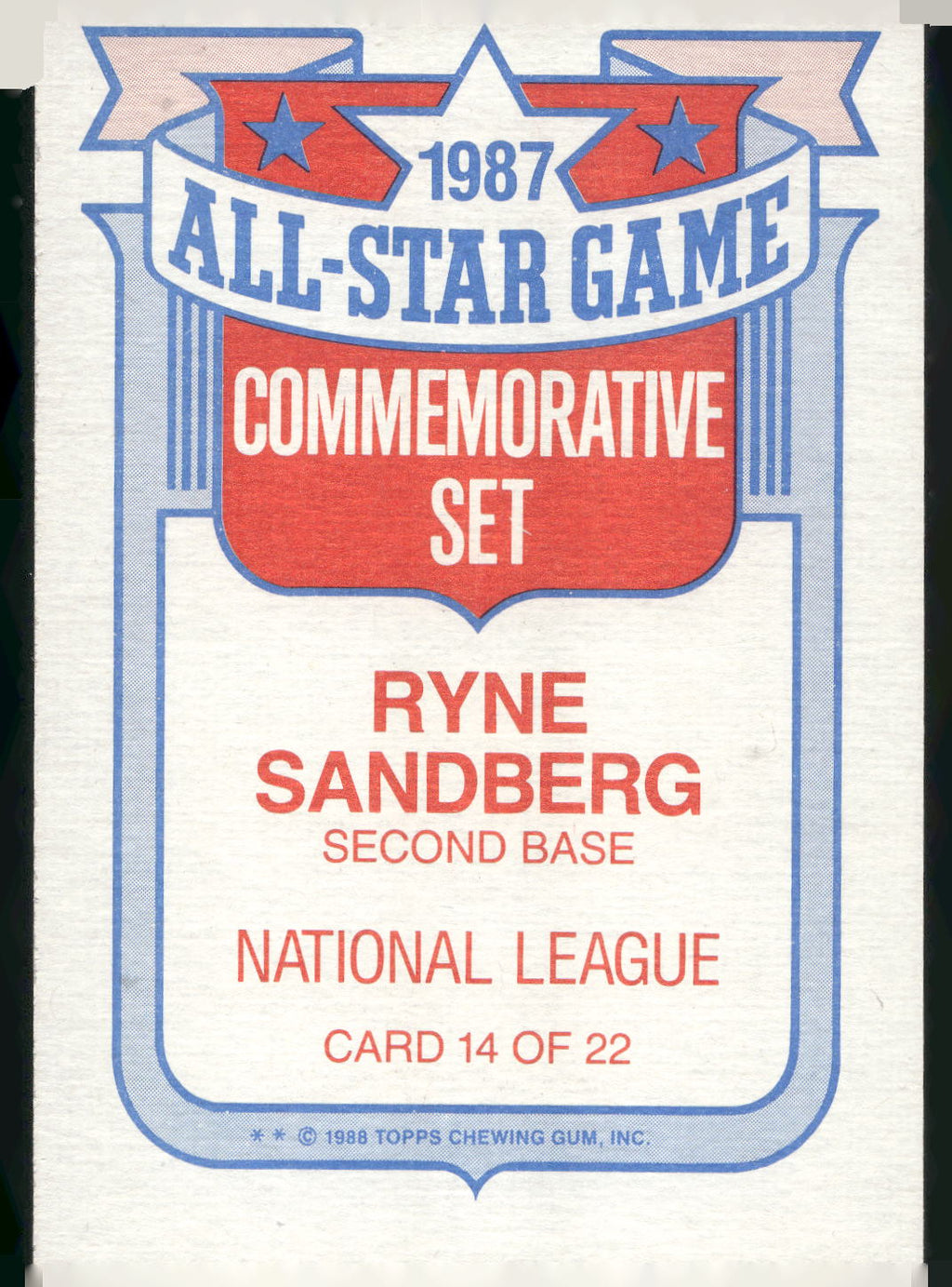1988 Topps #14 Ryne Sandberg Glossy All-Stars