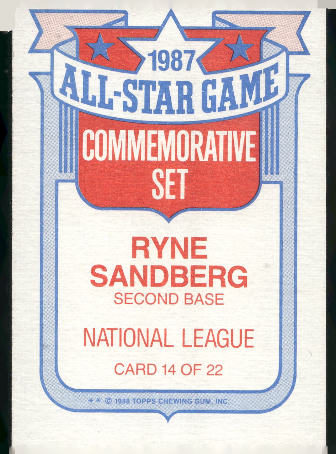 1988 Topps #14 Ryne Sandberg Glossy All-Stars