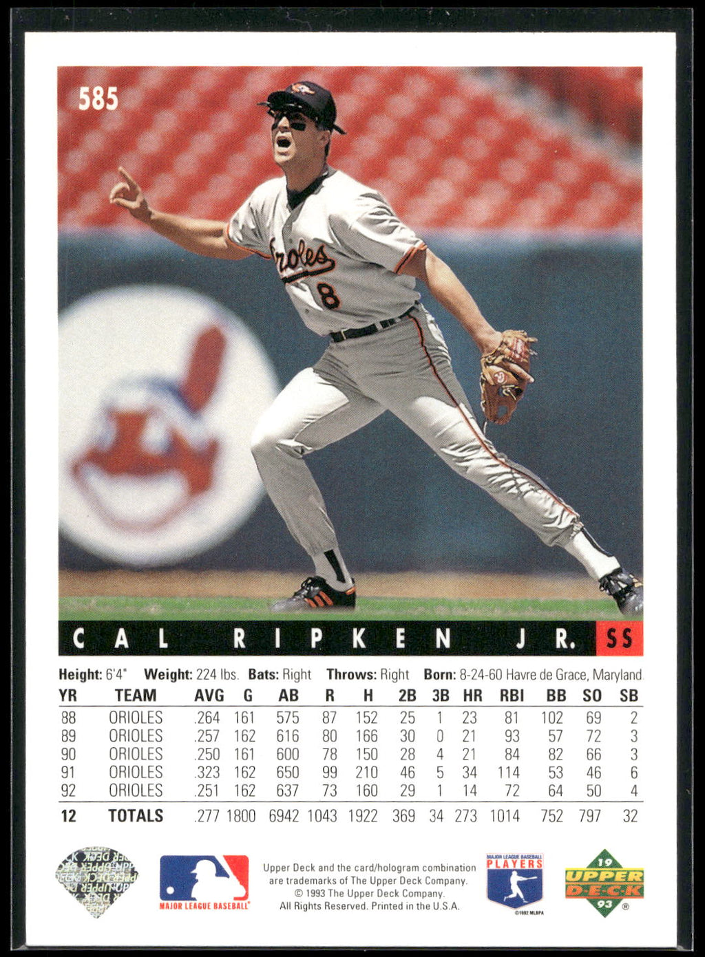 1993 Upper Deck #585 Cal Ripken Jr.