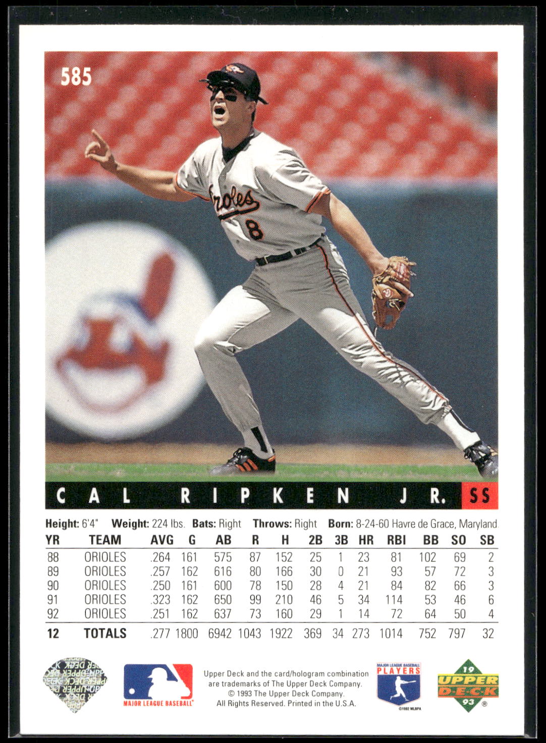 1993 Upper Deck #585 Cal Ripken Jr.