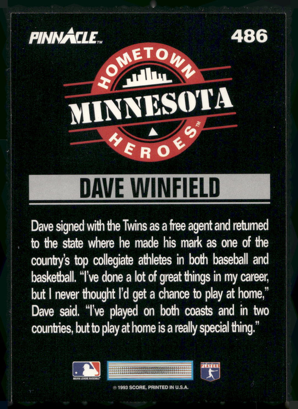 1993 Pinnacle #486 Dave Winfield
