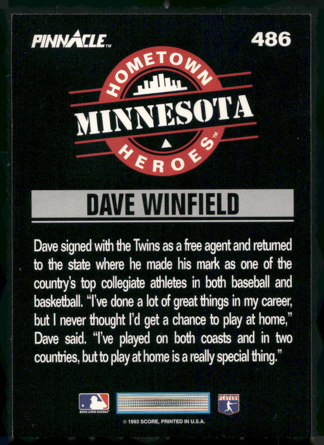 1993 Pinnacle #486 Dave Winfield