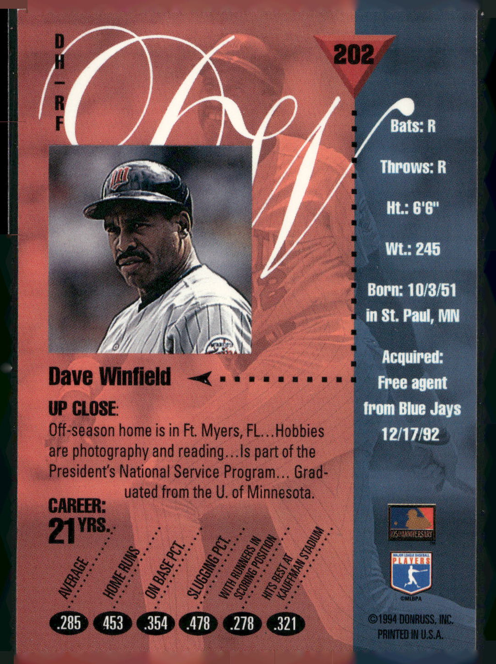 1994 Studio #202 Dave Winfield