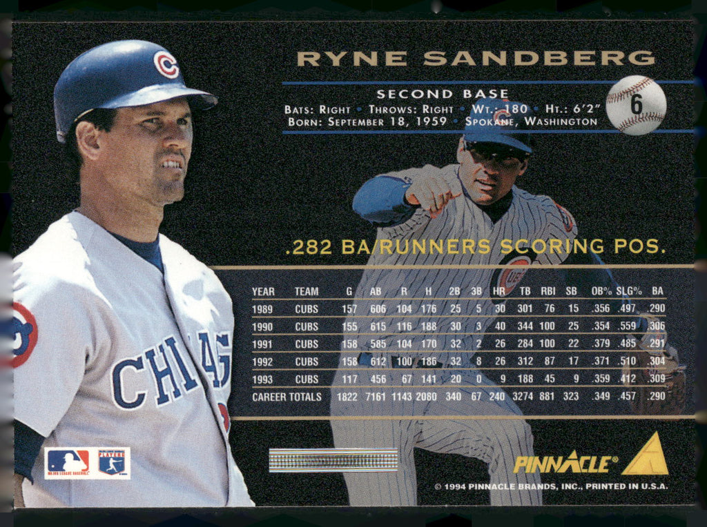 1994 Pinnacle #6 Ryne Sandberg