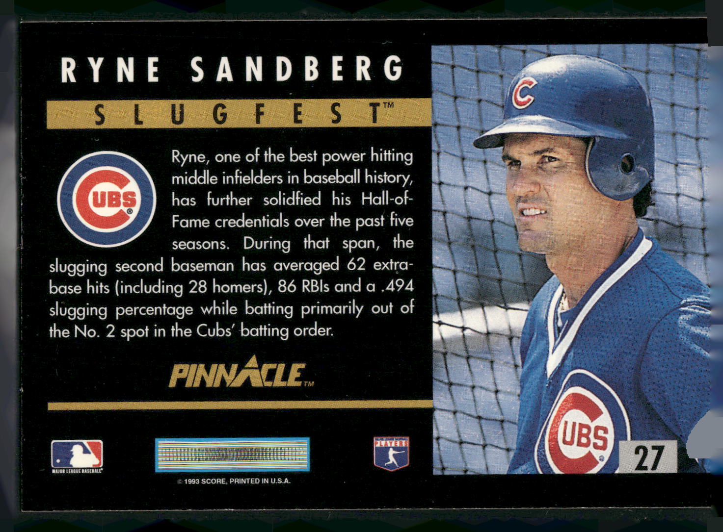 1993 Pinnacle #27 Ryne Sandberg Slugfest