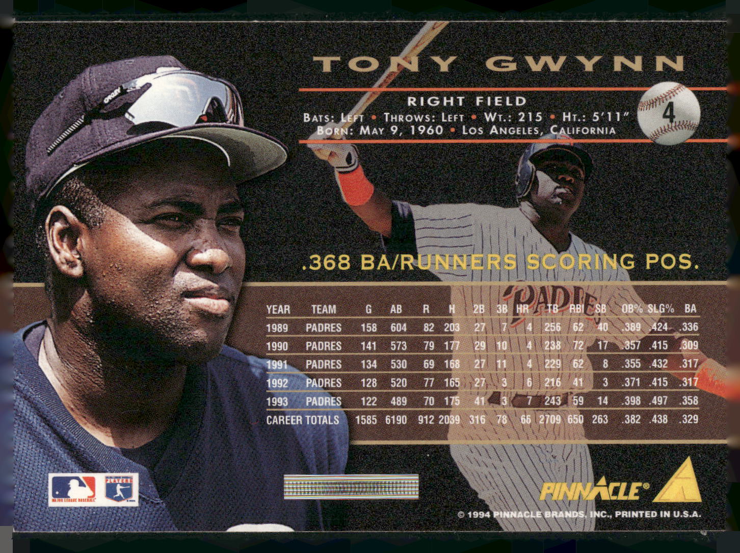 1994 Pinnacle #4 Tony Gwynn