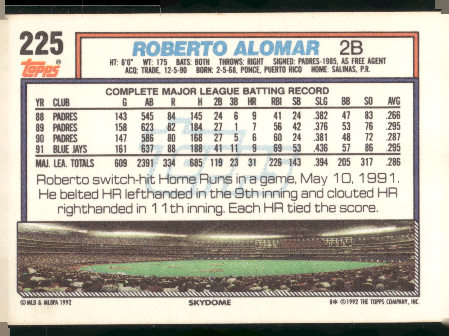 1992 Topps #225 Roberto Alomar