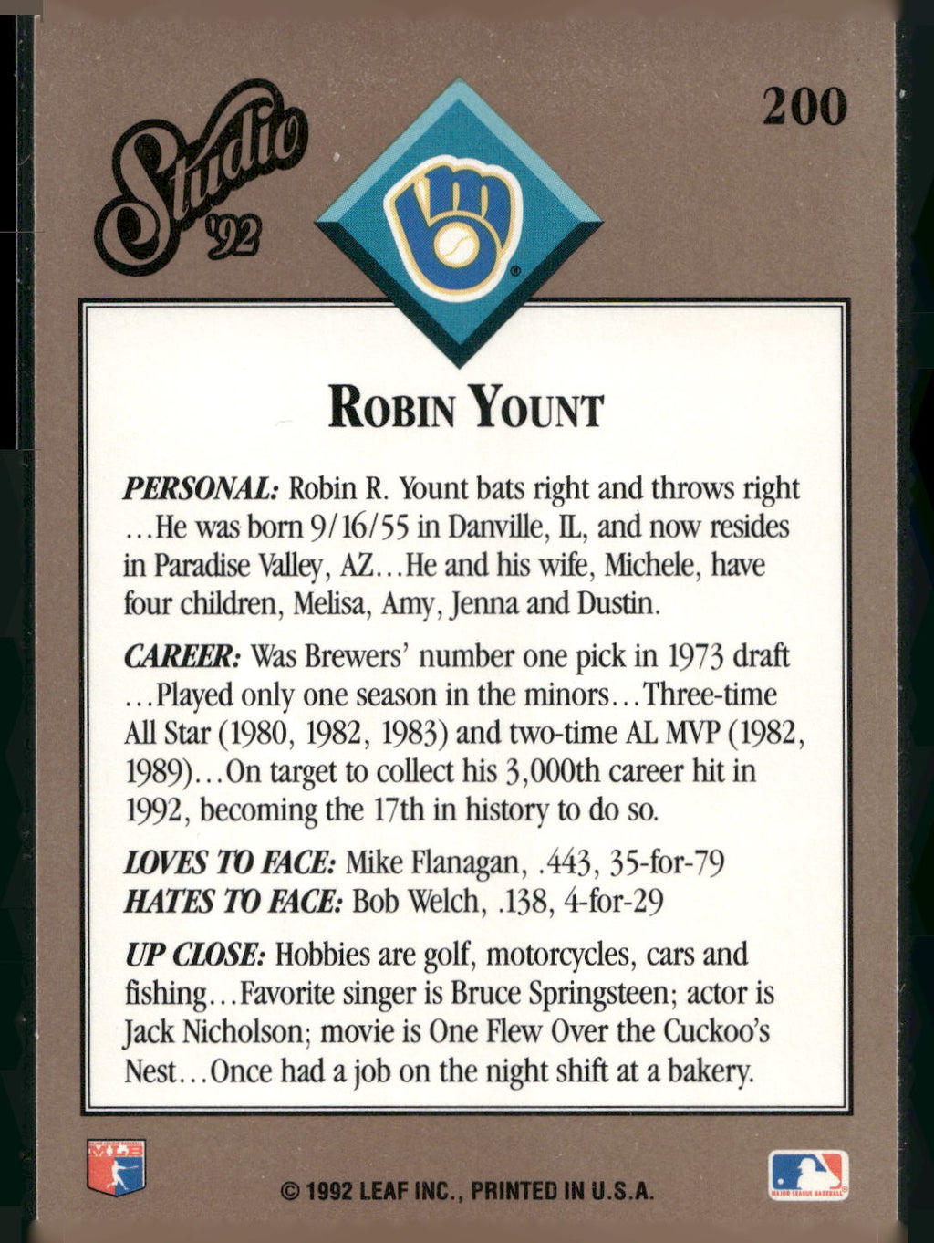 1992 Studio #200 Robin Yount