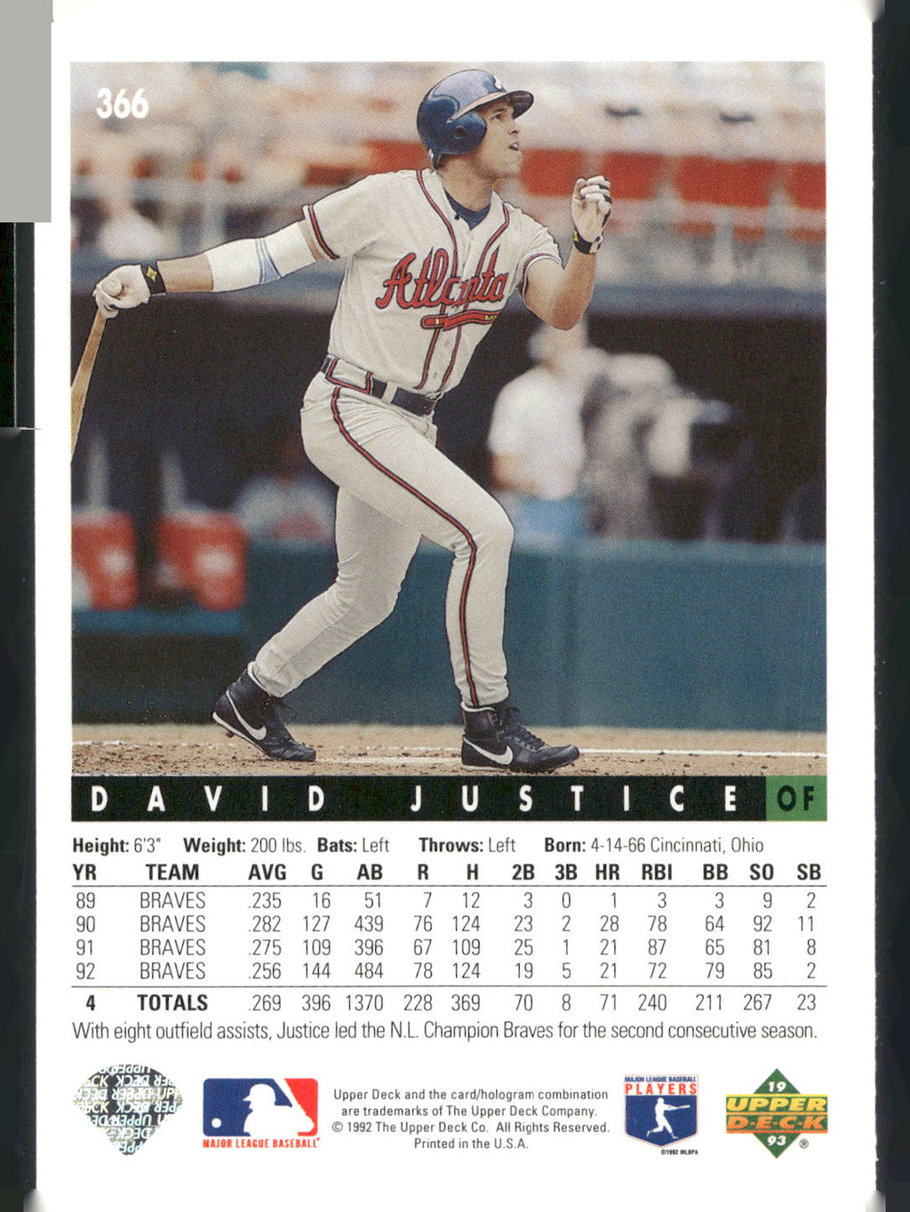 1993 Upper Deck #366 David Justice