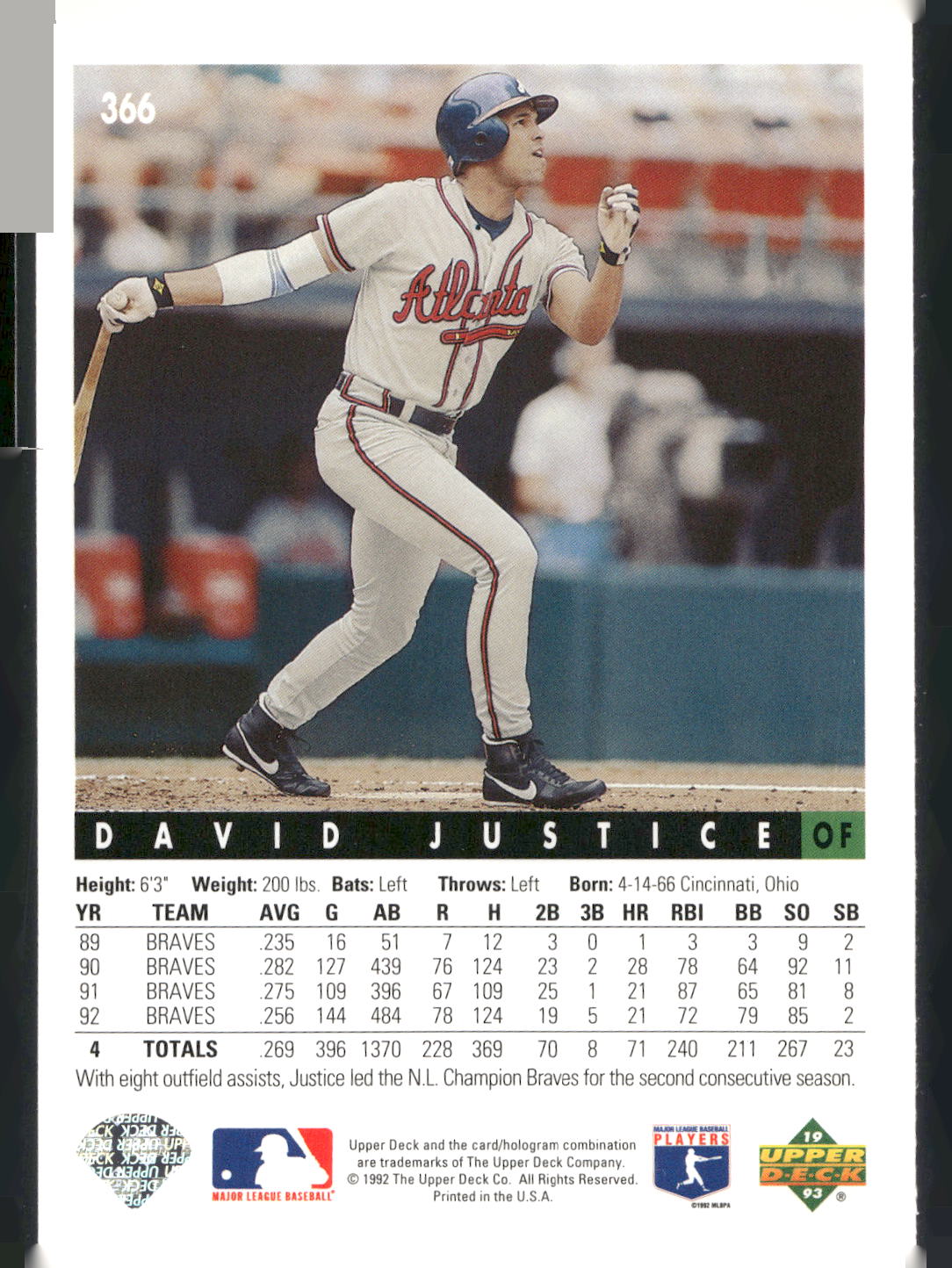1993 Upper Deck #366 David Justice