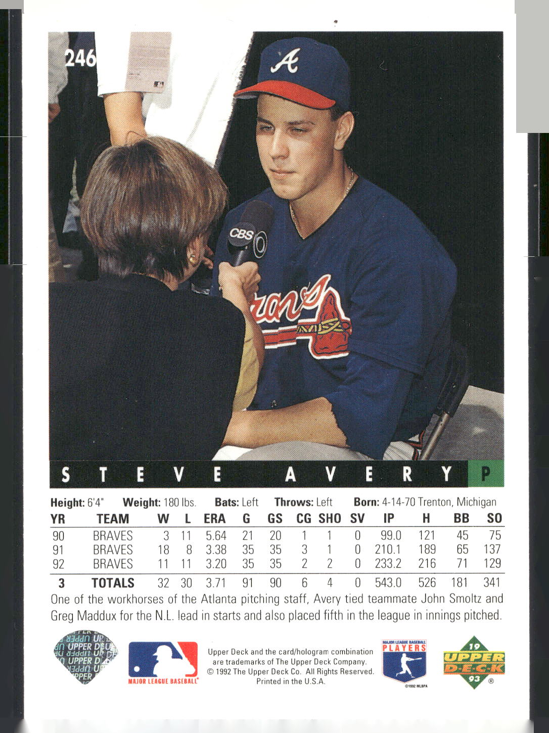 1993 Upper Deck #246 Steve Avery