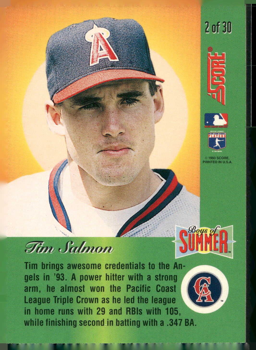 1993 Score #2 Tim Salmon Boys of Summer