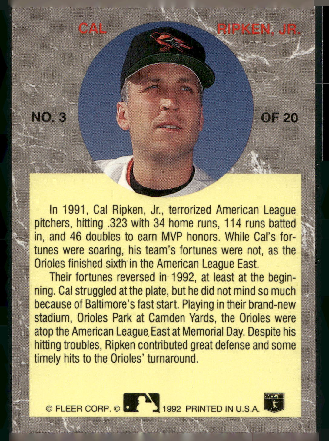 1992 Ultra #3 Cal Ripken, Jr. All-Stars