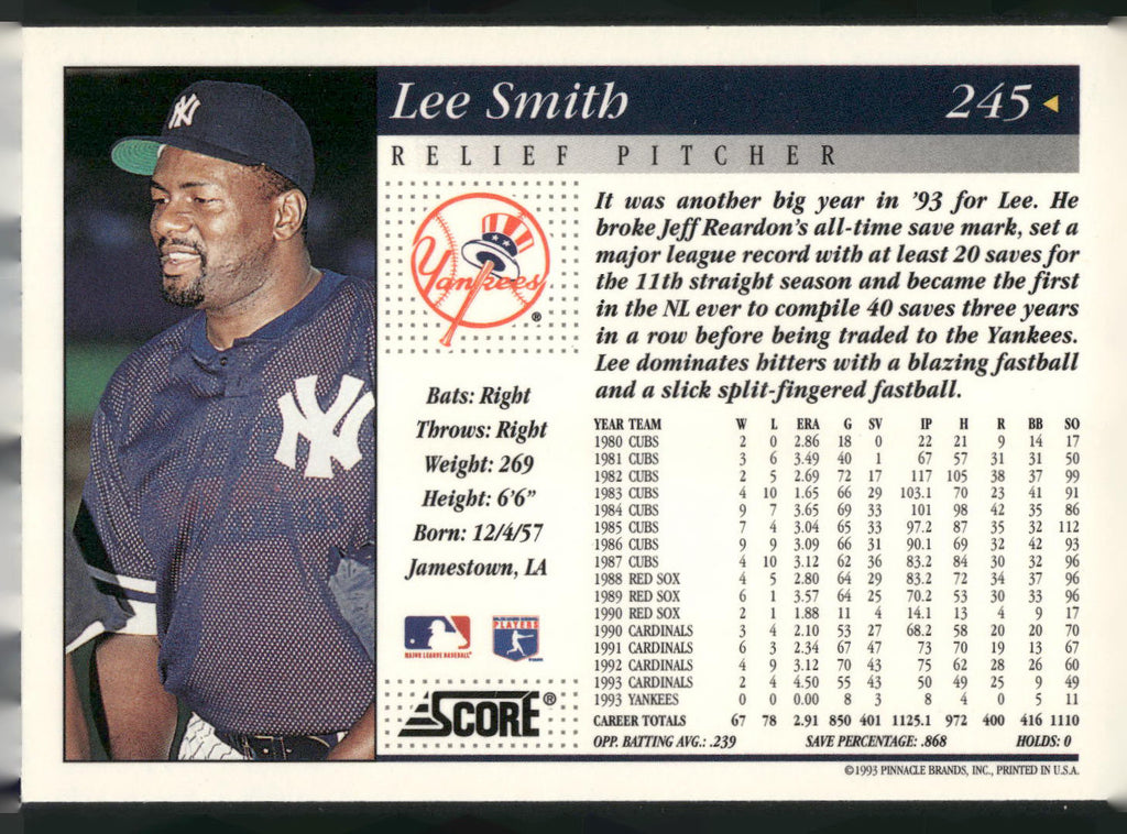 1994 Score #245 Lee Smith