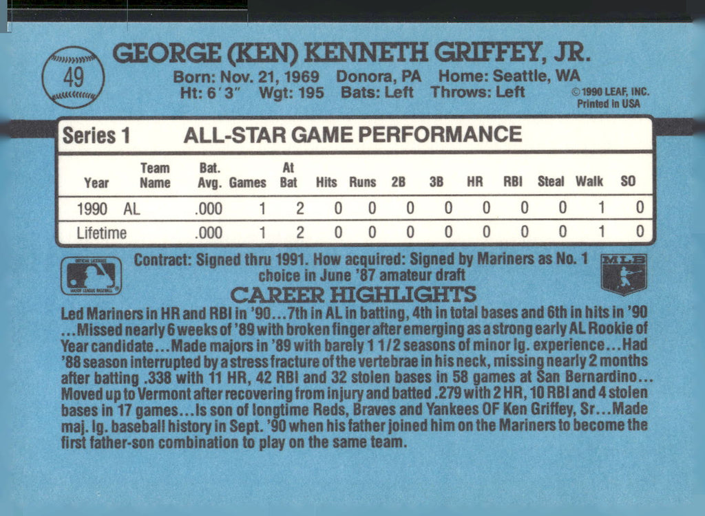 1991 Donruss #49 Ken Griffey Jr.