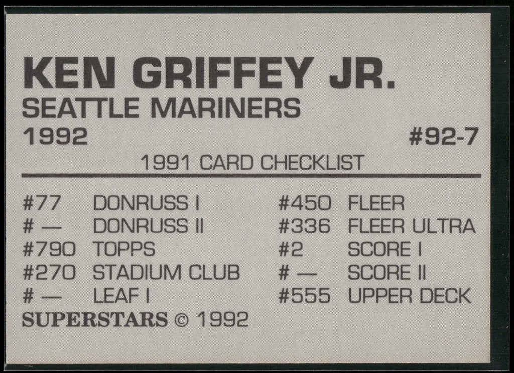 1992 Superstars Magazine (unlicensed) #92-7 Ken Griffey Jr.
