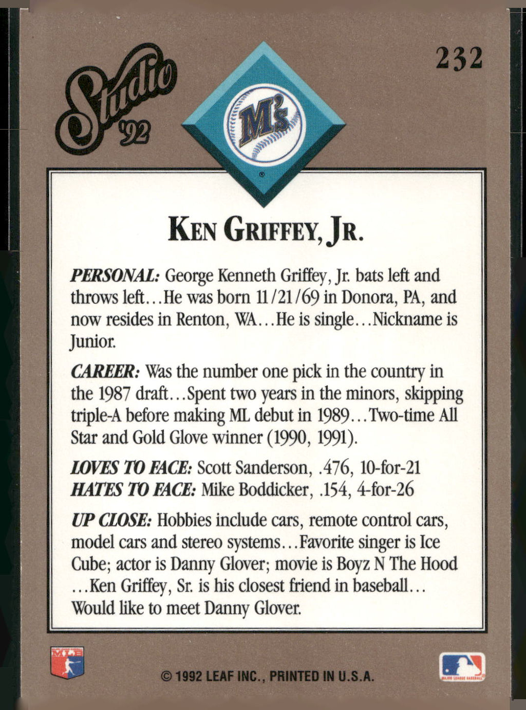 1992 Studio #232 Ken Griffey, Jr.
