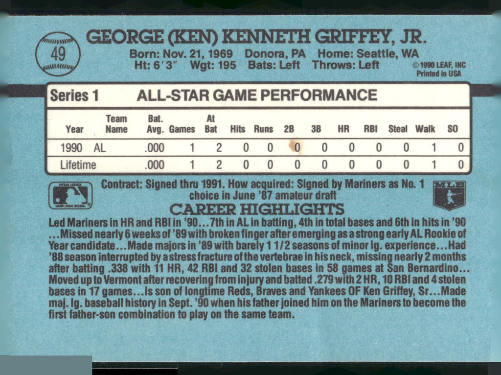 1991 Donruss #49 Ken Griffey Jr.